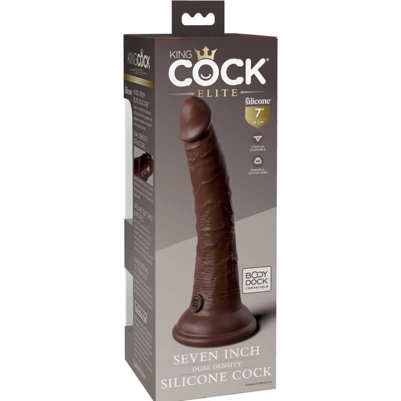 King cock elite - dildo realistico in silicone 17,8 cm marrone-5