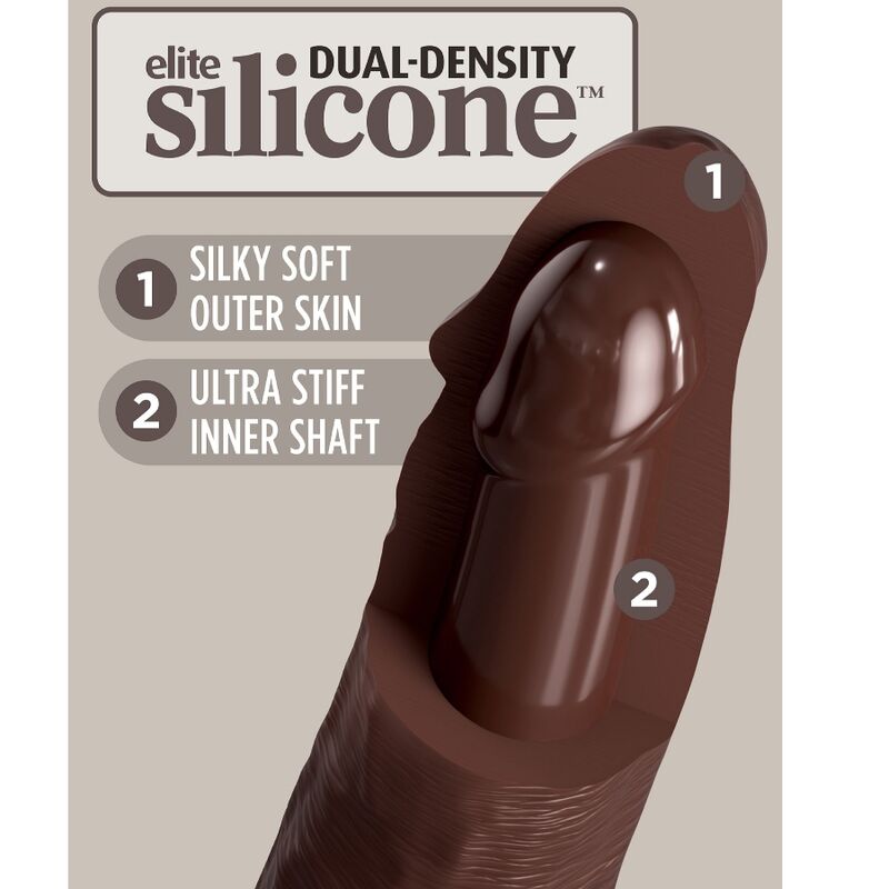 King cock elite - dildo realistico in silicone 17,8 cm marrone-3