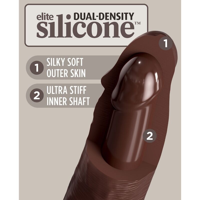 King cock elite - dildo realistico in silicone 28 cm marrone-3