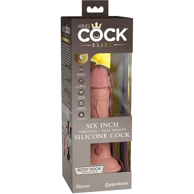 King cock elite - dildo vibrante realistico e silicone 15.2 cm-5