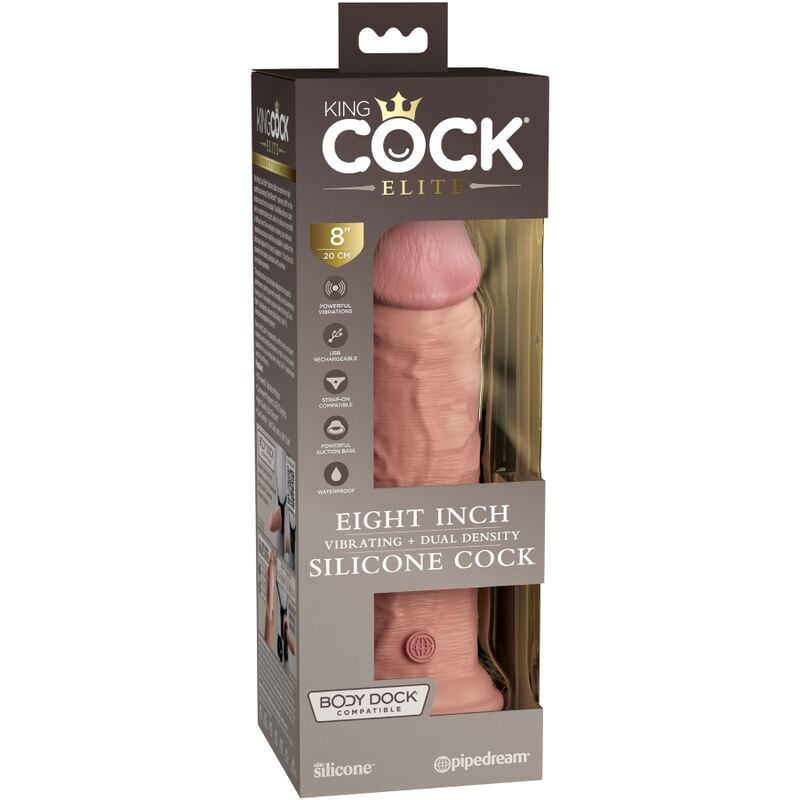 King cock elite - dildo vibrante realistico e silicone 20,3 cm-4