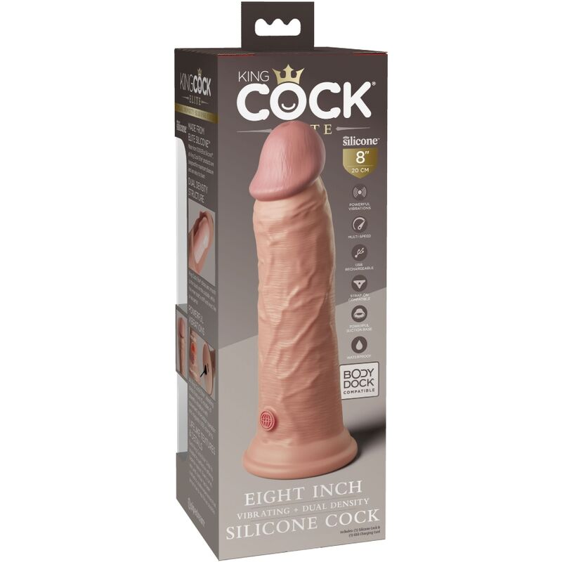 King cock elite - dildo vibrante realistico e silicone 20,3 cm-5