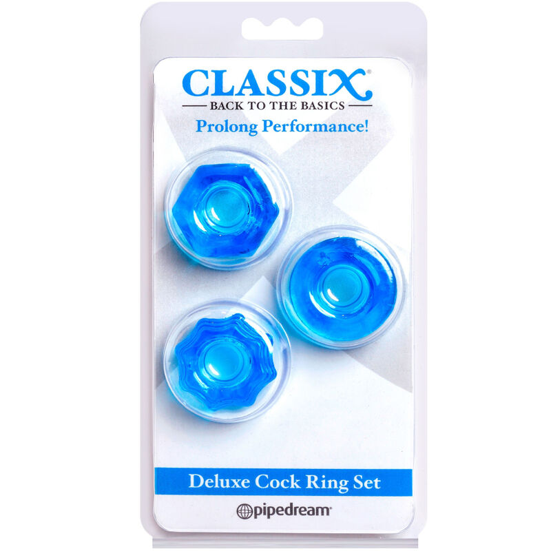 Classix - set di 3 anelli per pene blu-1