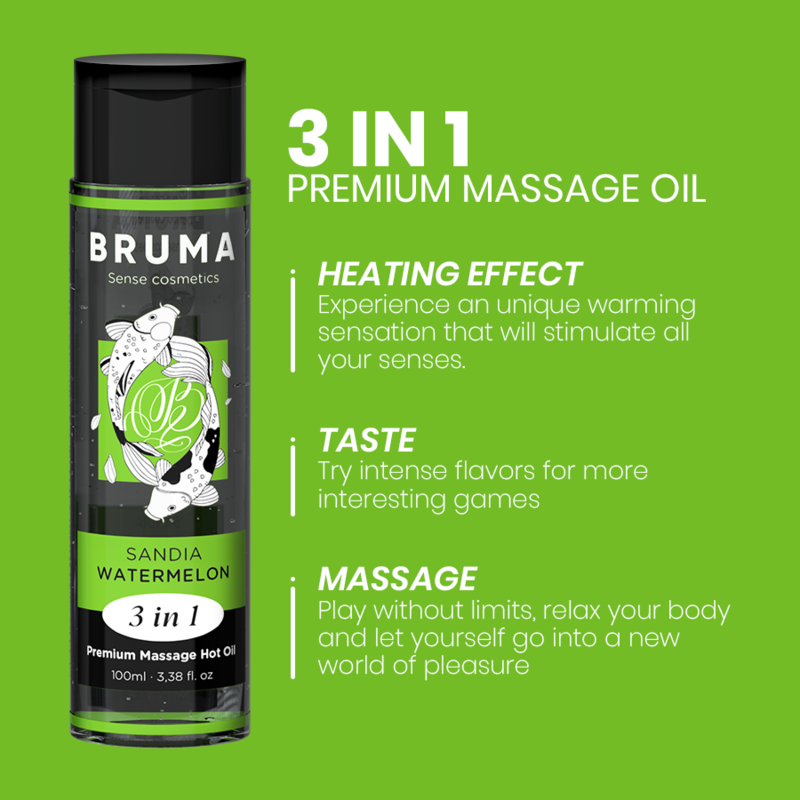 Bruma - olio da massaggio premium effetto calore sapore anguria 3 in 1-3