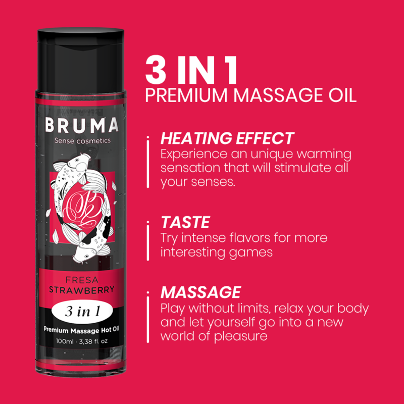 Bruma - olio da massaggio premium effetto calore sapore fragola 3 in 1-3
