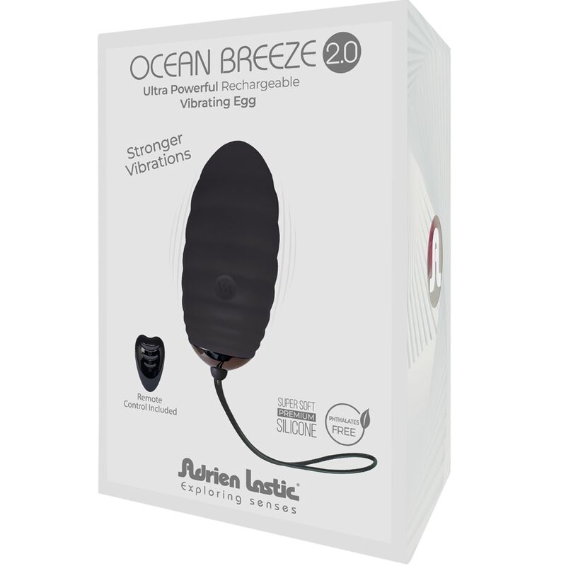 Adrien lastic - ocean breeze 2.0 uovo vibrante ricaricabile telecomando nero-3