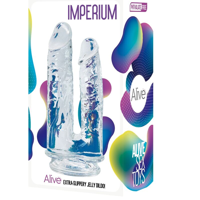 Alive - pene imperium doppio realistico trasparente 12/14 cm-1