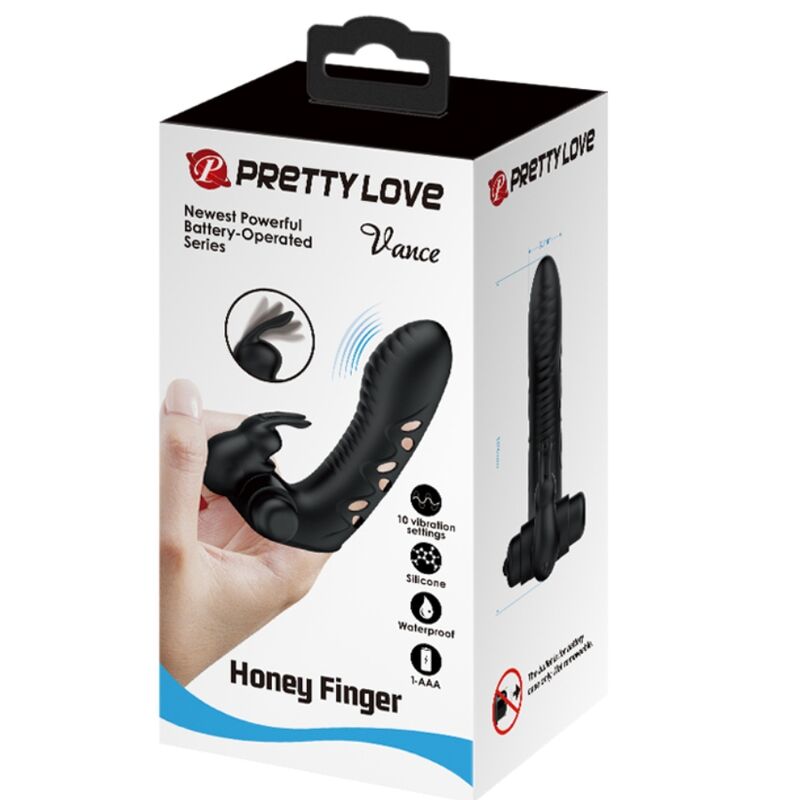 Pretty love - copertura per dita vibratore coniglio nero vance-8