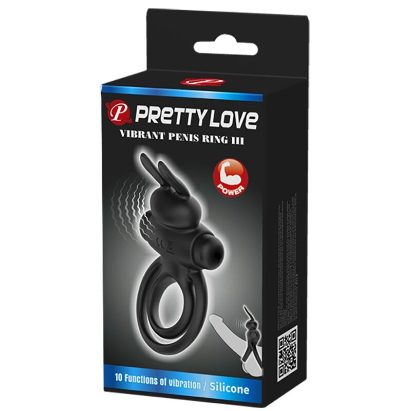 Pretty love - anello vibrator iii rabbit per pene nero-8