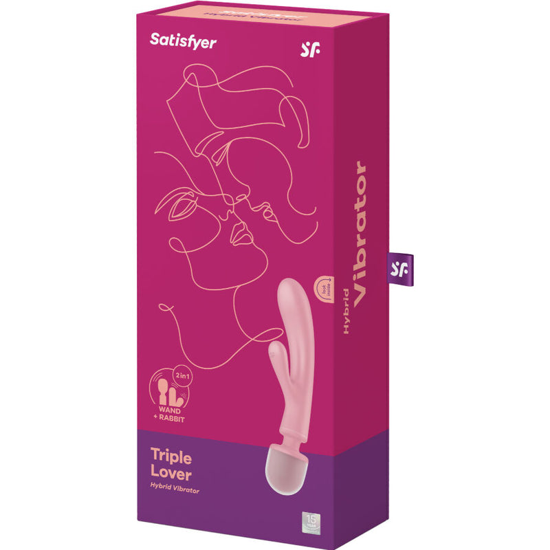 Satisfyer - massaggiatore vibratore coniglio triple lover rosa-6