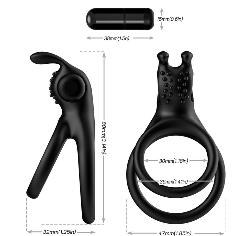 Armony - traveler anillo doble vibrador pareja rabbit negro-2