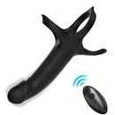 Armony - dildo con anillo & vibrador control remoto negro-3