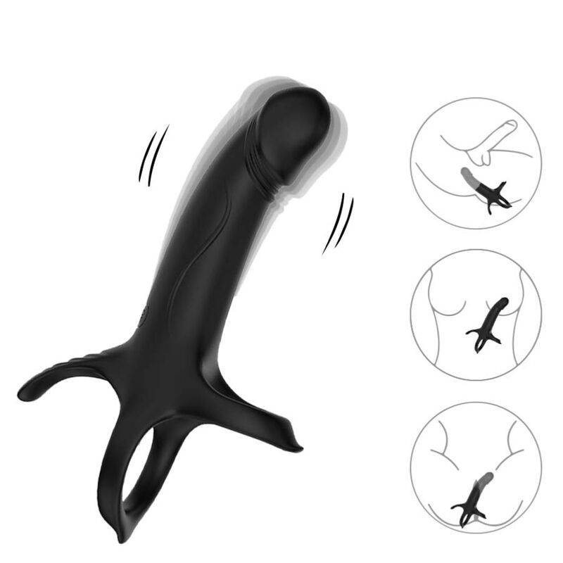 Armony - dildo con anillo & vibrador control remoto negro-2