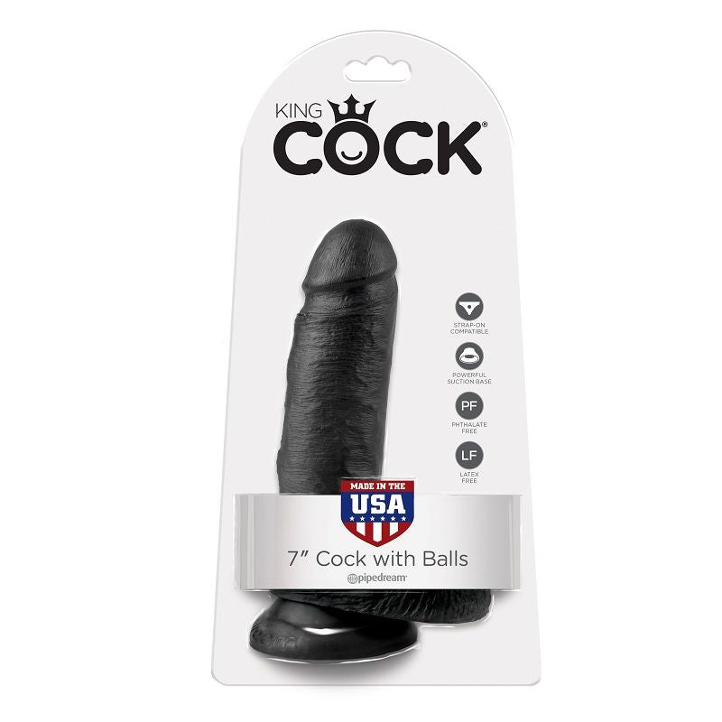 King cock 7" pene realistico negro 17.8cm-1