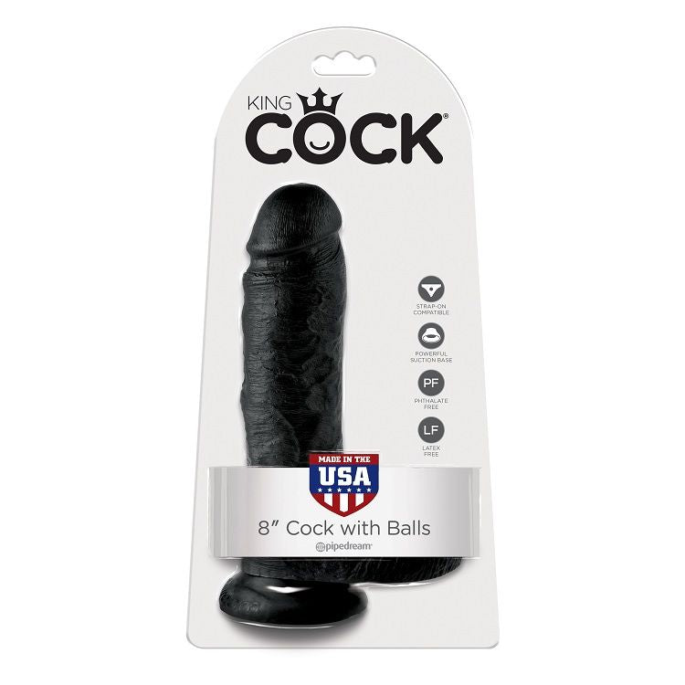 King cock 8" pene realistico negro 20.3cm-1