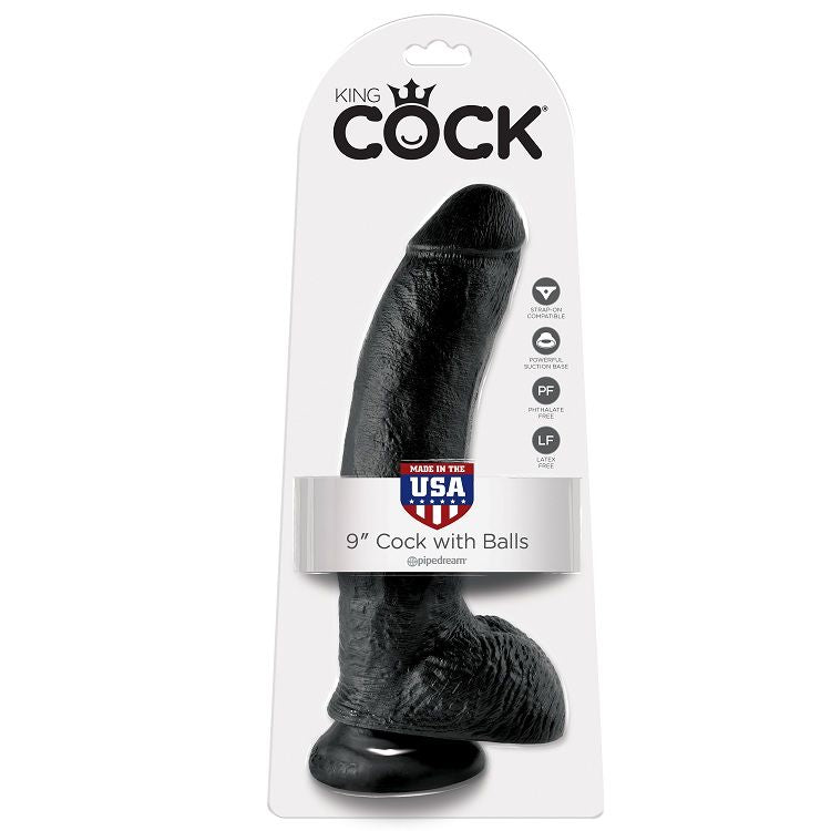 King cock 9" pene realistico negro 22.9cm-1
