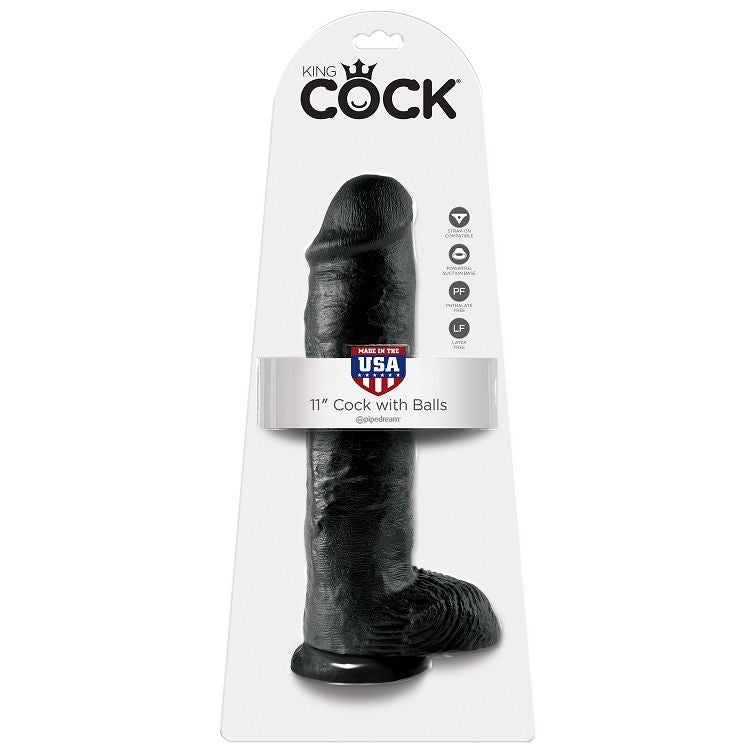 King cock 11" pene realistico negro 28 cm-1
