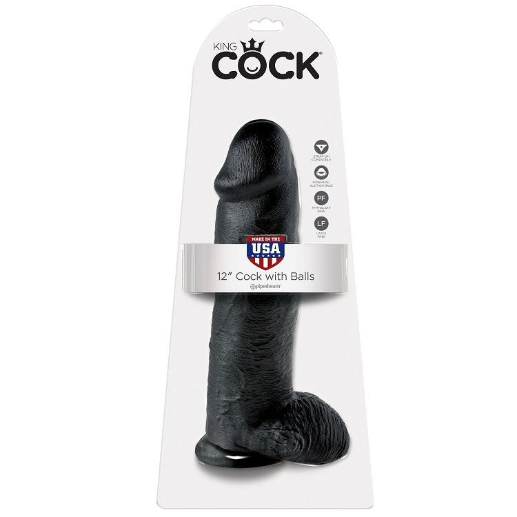 King cock 12" pene realistico negro 30.48 cm-1