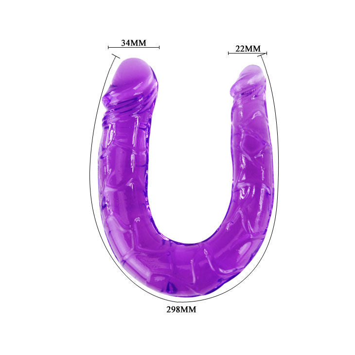Dildo doble en gelatina flexible lila-3