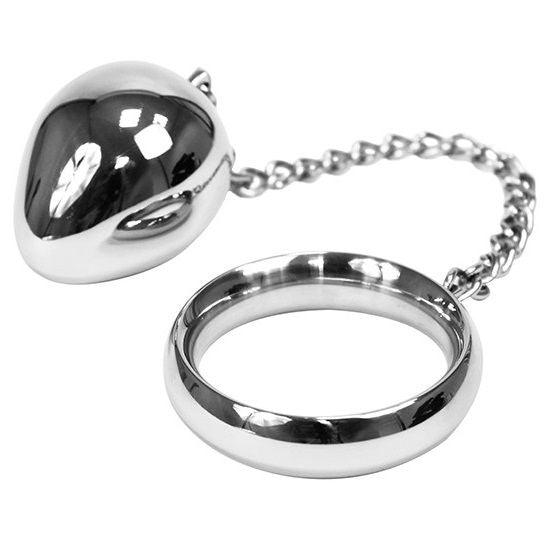 Cock ring in metallo 45mm + catena perline-1