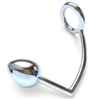 Cock ring in metallo con perla anale 40mm-0