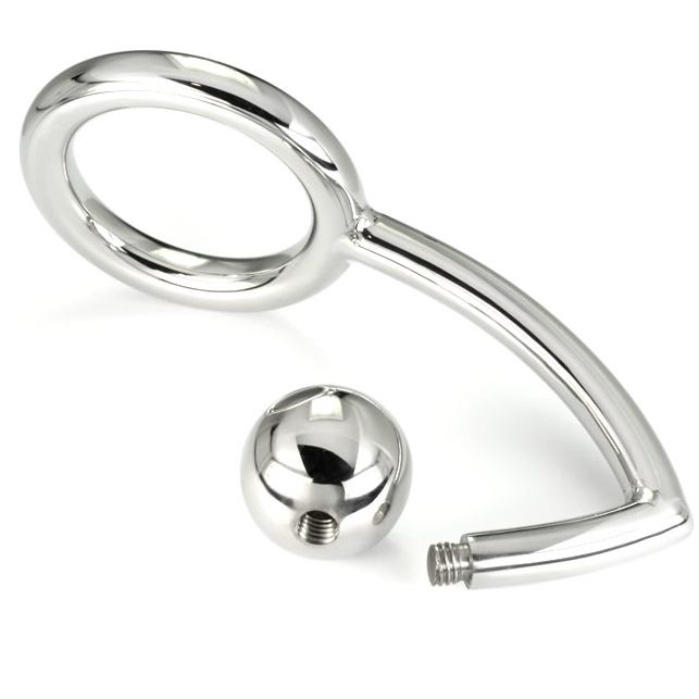 Cock ring in metallo duro con analbead 45mm-1