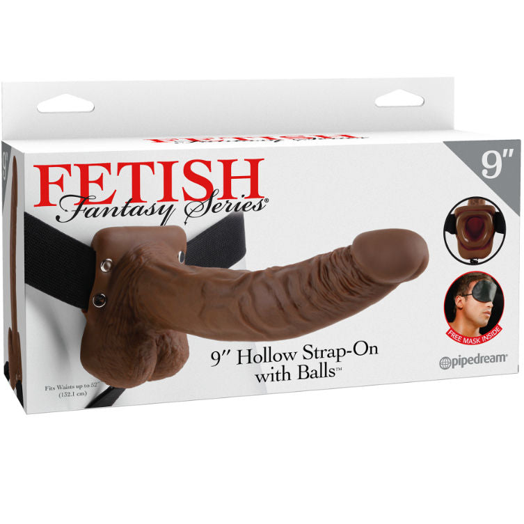 Fetish fantasy series 9" arnes con testiculos hueco man 22.9 cm marron-2