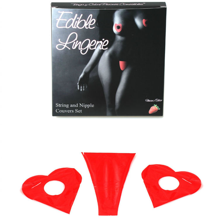 Secretplay thong and edible nipples cover strawberry-0