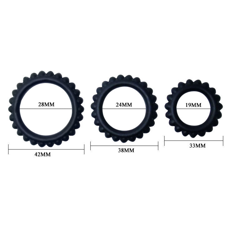 Baile  titan set 3pcs cock ring black 2.8 + 2.4 + 1.9 cm-3