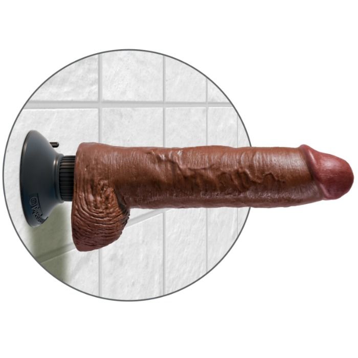 Dildo vibrador king cock con testiculos 25.5 cm color marron-1