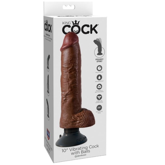 Dildo vibrador king cock con testiculos 25.5 cm color marron-2