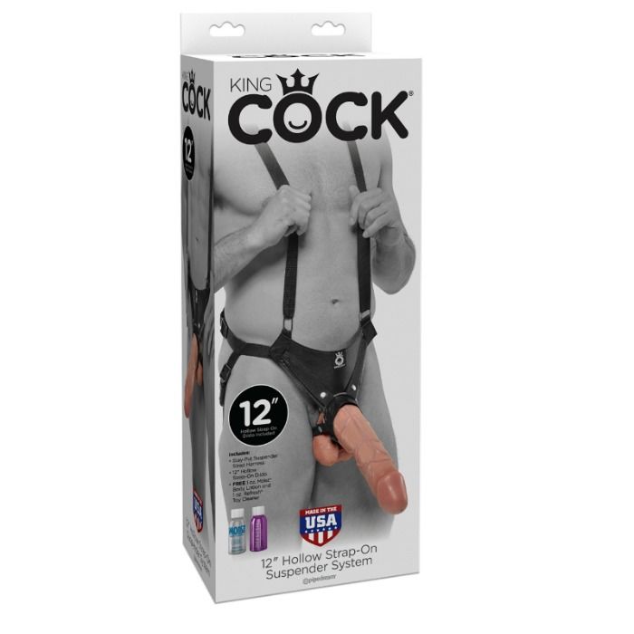 King cock 30,5 cm sistema di sospensione con cinturino cavo - carne-1