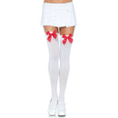 Leg avenue calze in nylon con fiocco bianco/rosso-0
