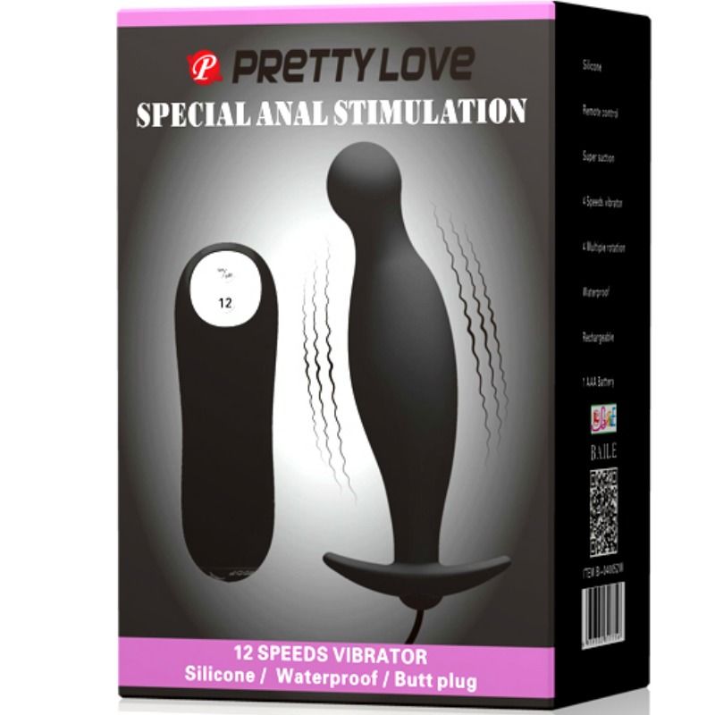 Pretty love plug anal silicona  12 modos vibracion  negro-6