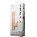 Brave man funda pene con rabbit vibrador 16.5 cm natural-8