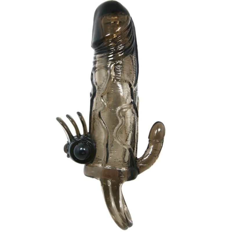 Brave man funda pene anal y clitoris vibrador 16.5 cm negro-3