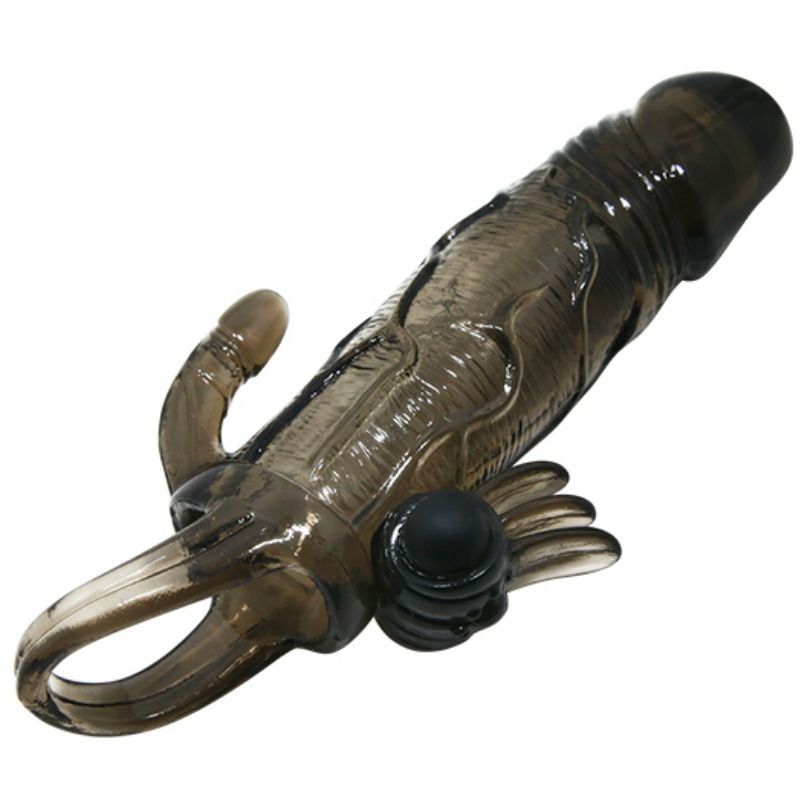 Brave man funda pene anal y clitoris vibrador 16.5 cm negro-5