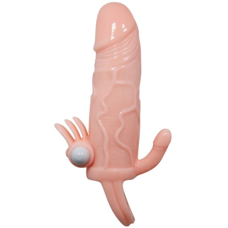 Brave man funda pene anal y clitoris vibrador 16.5 cm natural-3