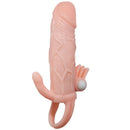 Brave man funda pene anal y clitoris vibrador 16.5 cm natural-4