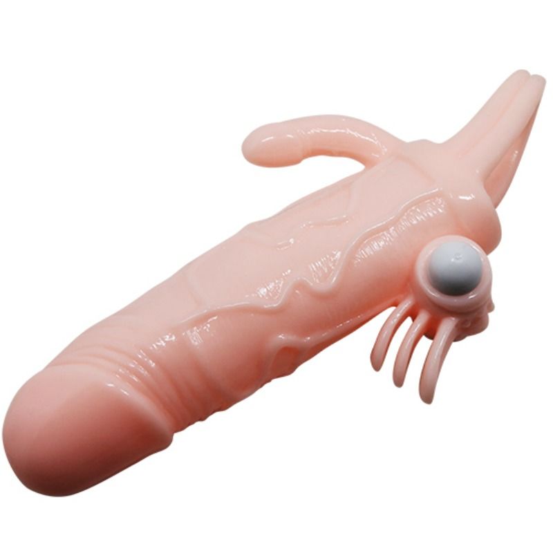 Brave man funda pene anal y clitoris vibrador 16.5 cm natural-6