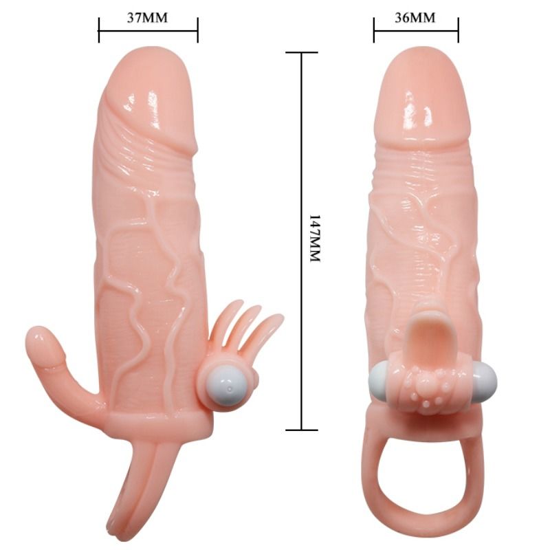 Brave man funda pene anal y clitoris vibrador 16.5 cm natural-8