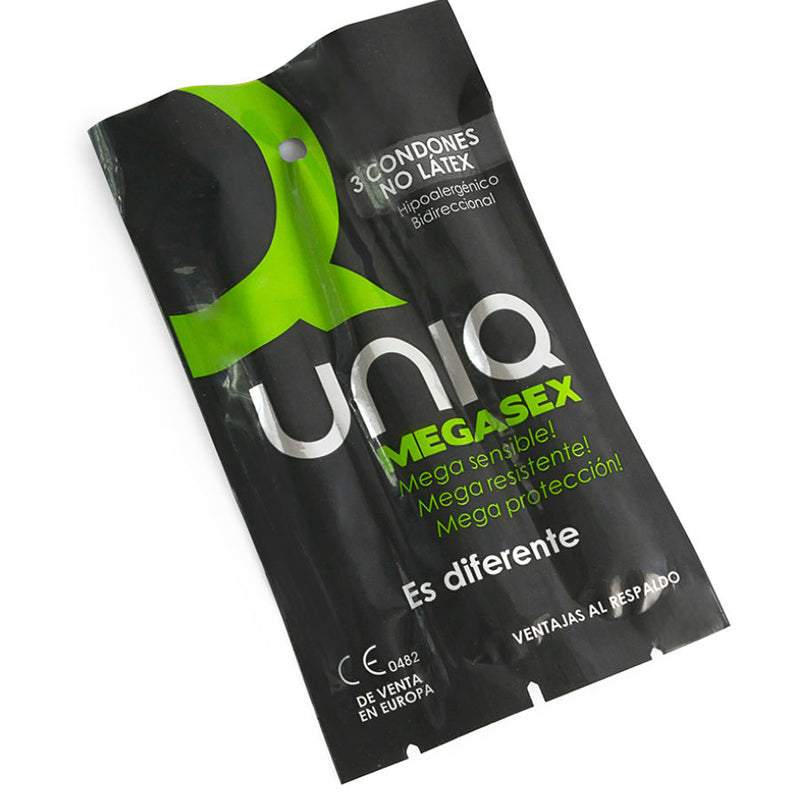 Uniq megasex latex free sensitive condoms 3 units-0