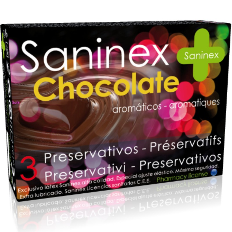 Preservativi arom tic al cioccolato saninex 3 unitÀ