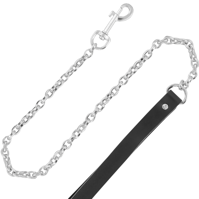 Darkness black furry collar with leash-2