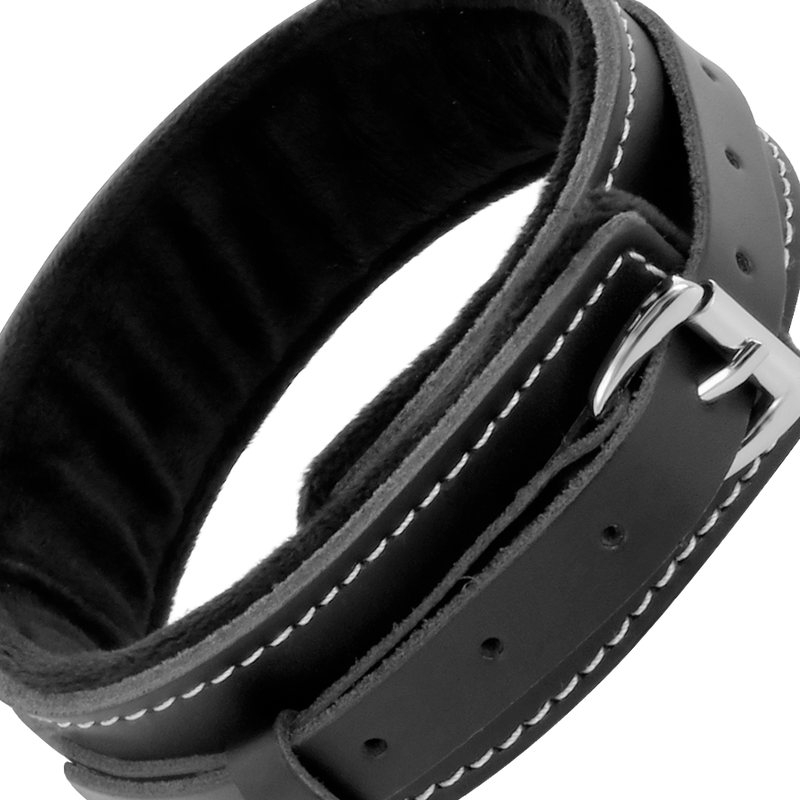 Darkness black furry collar with leash-3