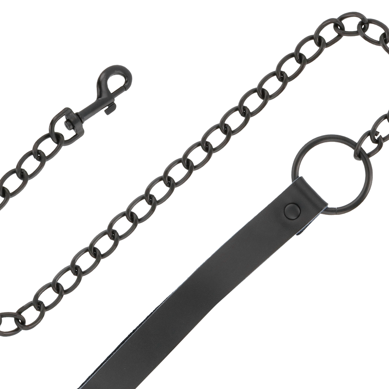 Darkness full black collar with leash-3