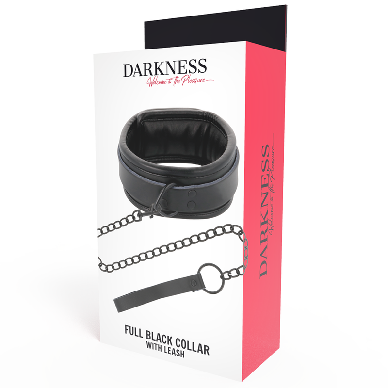 Darkness full black collar with leash-4
