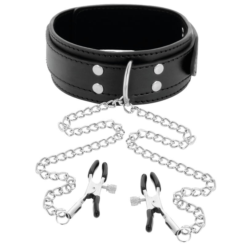 Darkness  collar with nipple clamps black-1