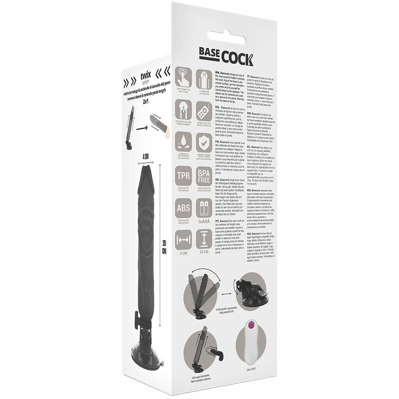 Basecock vibratore realistico telecomando nero 20 cm-4