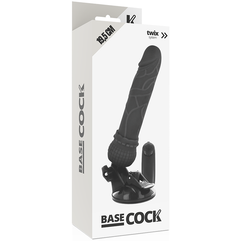 Base telecomando vibratore realistico nero 19,5 cm-3